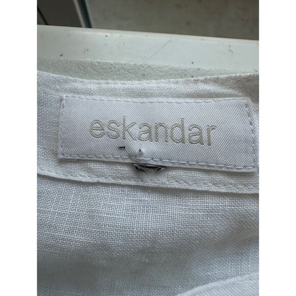 Eskandar Womens Linen Eyelet Trim Top One Size White Minimalist Lagenlook Boho - Picture 9 of 16